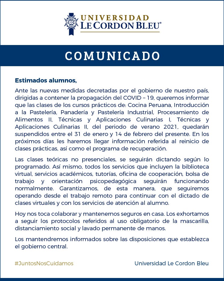 COMUNICADO: MEDIDAS DECRETADAS POR EL GOBIERNO DE NUESTRO PAÍS